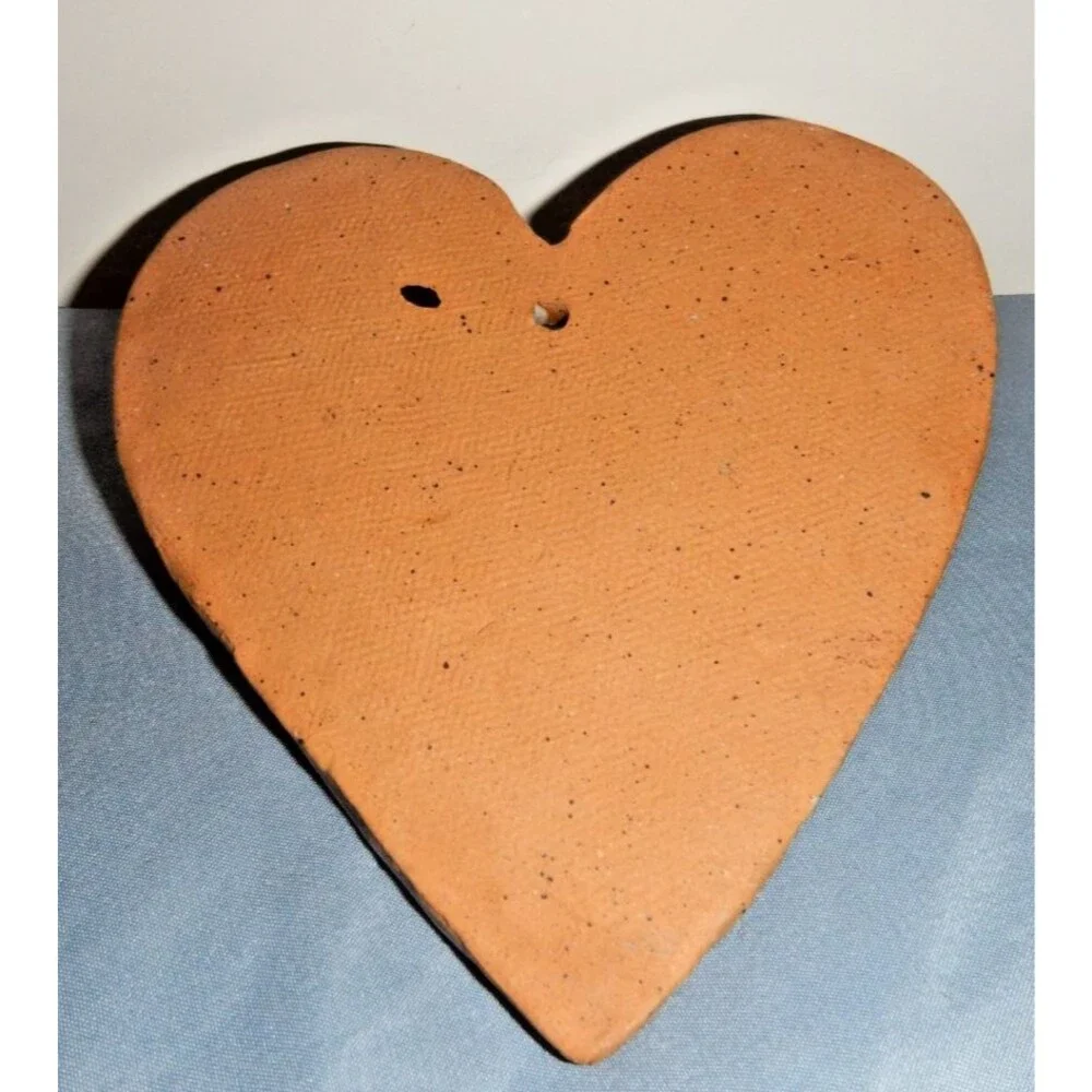 Handmade Studio Pottery Heart Wall Pocket Vase Lace Texture Cream Stoneware Art